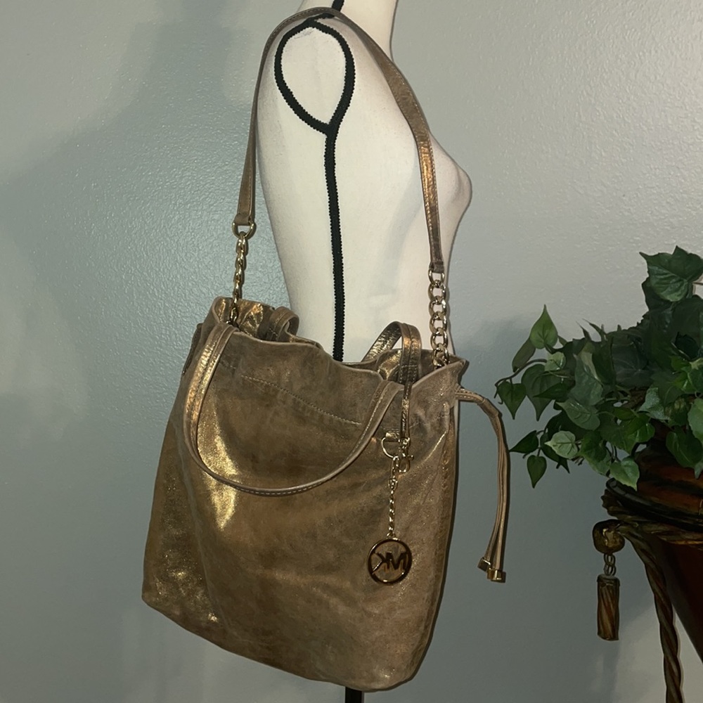 MICHAEL Michael Kors Metallic Gold Brown Shoulder Bag